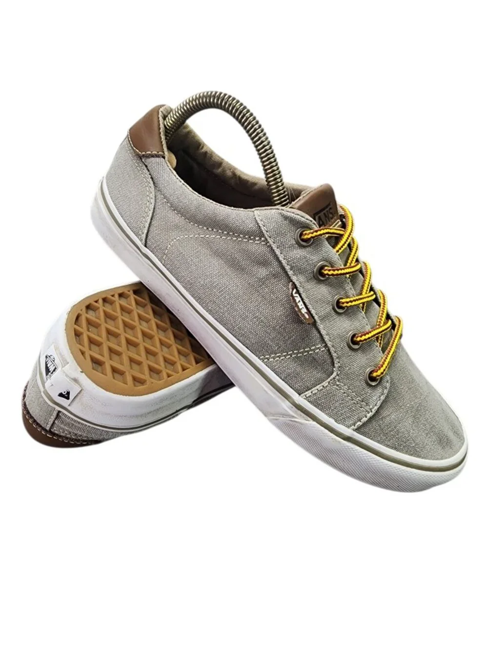 Vans Bishop Canvas Shoes Mens Size 8 Gray Brown Lace-Up Sneakers Skating